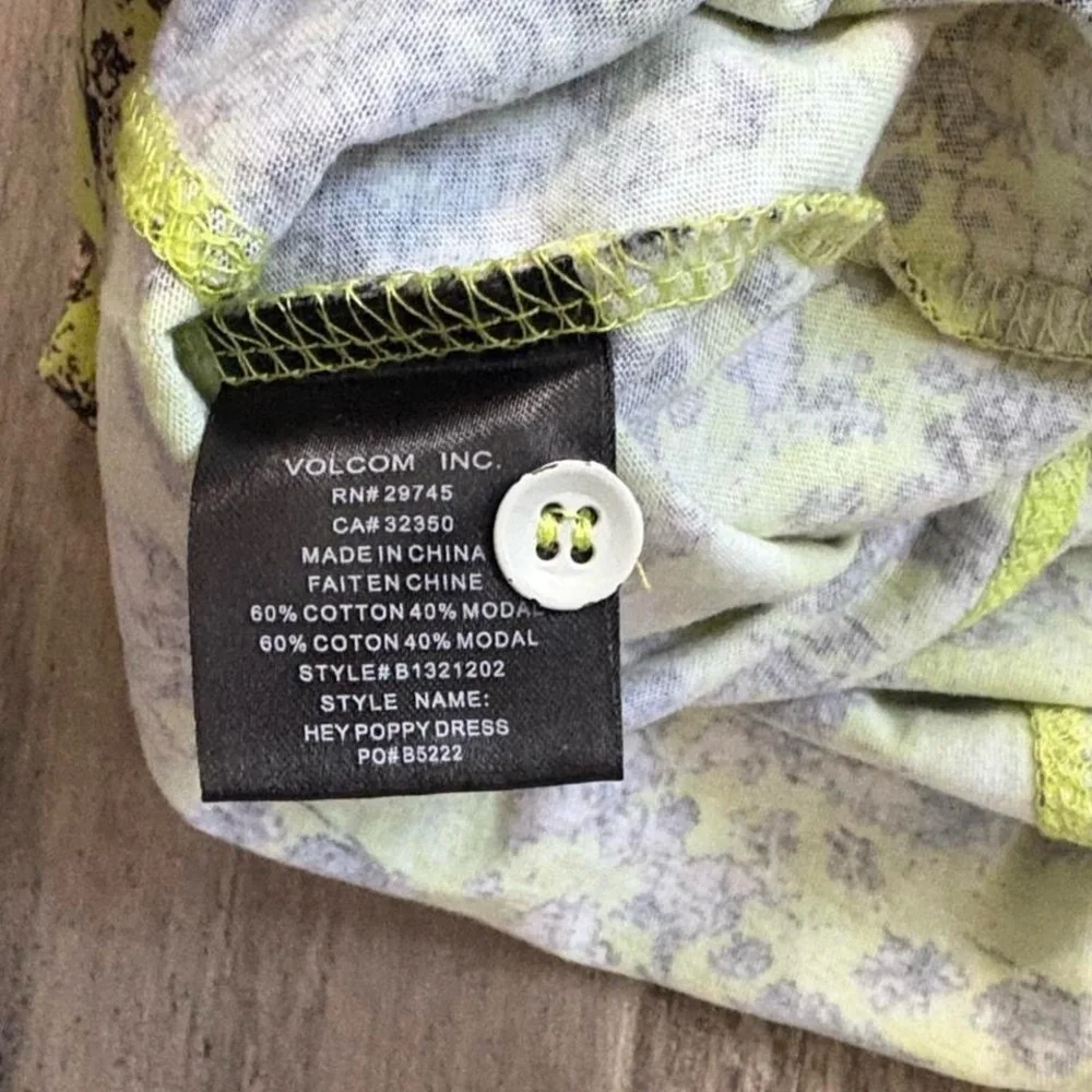 Volcom Strapless Dress in Lime and Black Floral